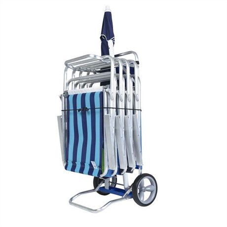 Carrito Para Sillas De Playa + Mesa Calidad Azul