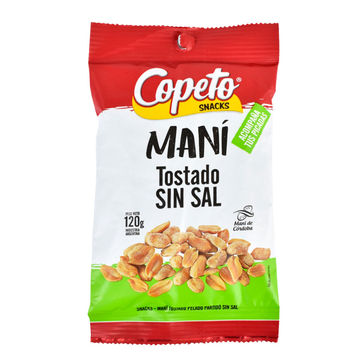 Snack maní tostado pelado Copeto s/sal 120g 