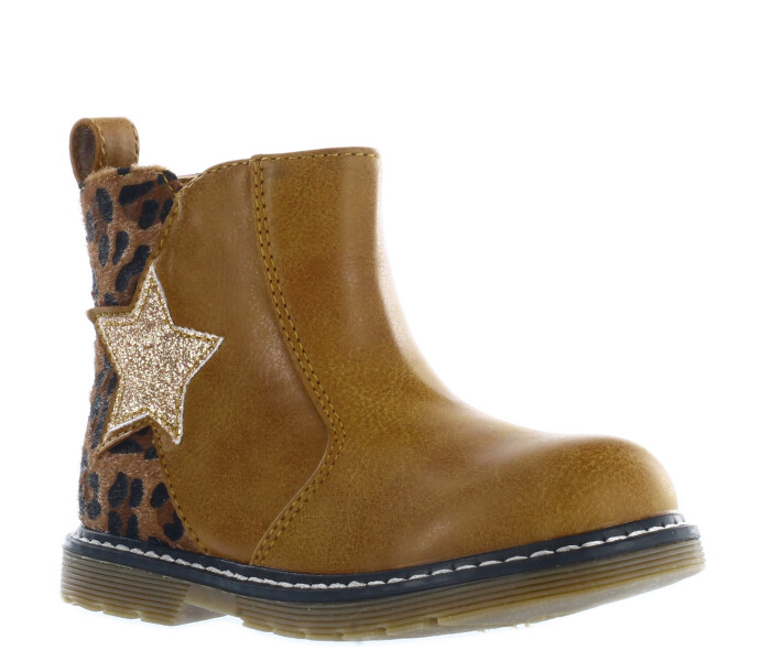 Bota TOTI con detalle de estrella y animal print Tan