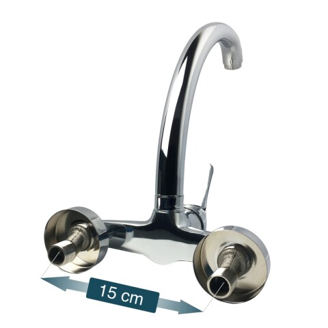 Kit de Cocina Bajo Mesada Pileta Central y Grifería de Pared Pico Alto Kit de Cocina Bajo Mesada Pileta Central y Grifería de Pared Pico Alto