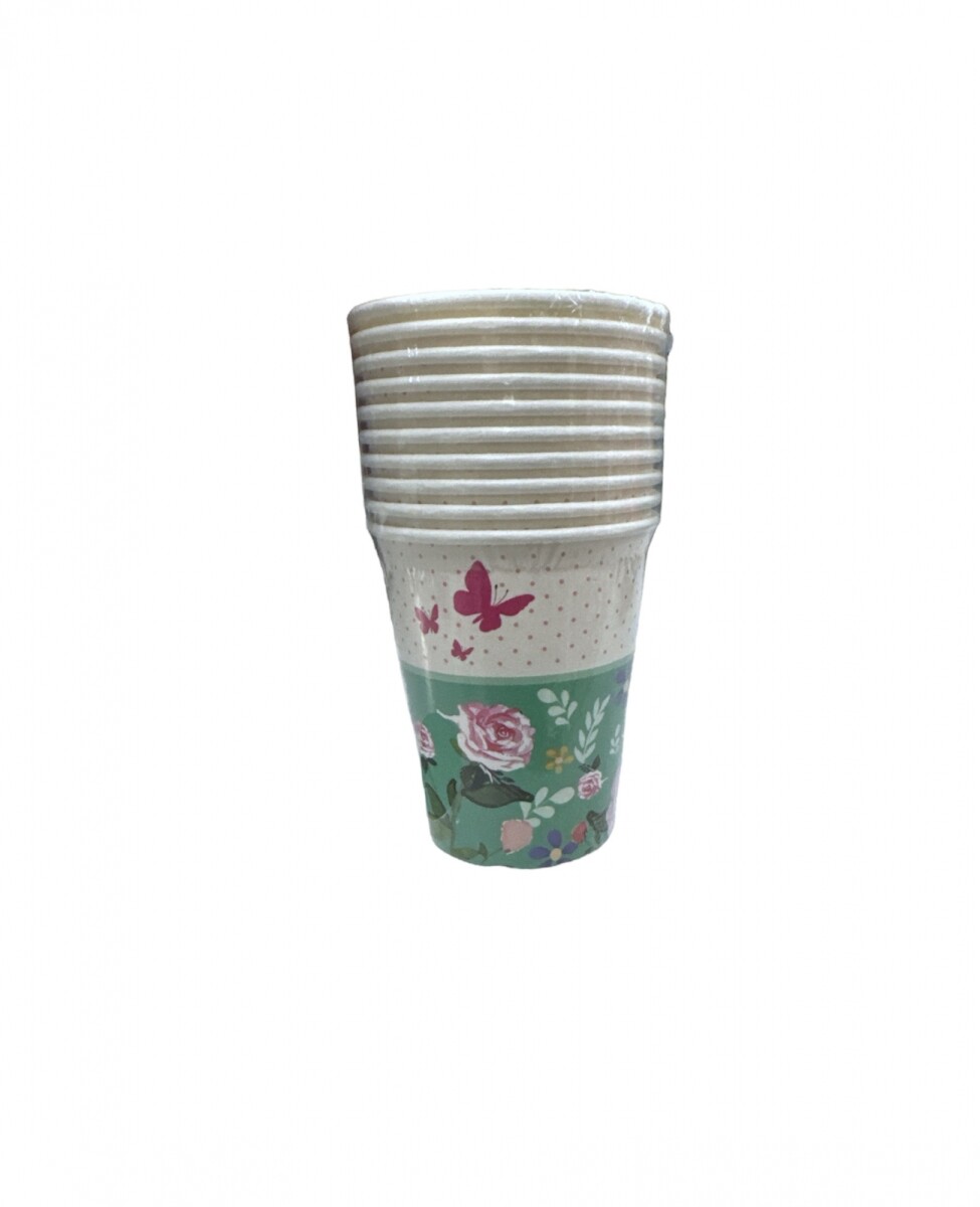 Vaso Diseño x 10 - Mariposas y Flores 