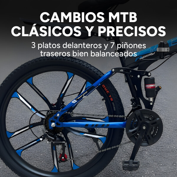 Bicicleta JJFH Rod 26 Doble Suspensión Plegable Freno Disco Color Azul