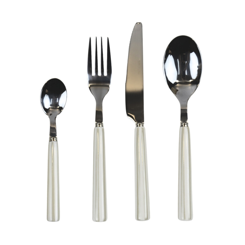 Set 24 Piezas Cubiertos Mango Rayas BEIGE