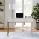 ESCRITORIO MDF/METAL 100x48x78CM DORADO/BLANCO ESCRITORIO MDF/METAL 100x48x78CM DORADO/BLANCO