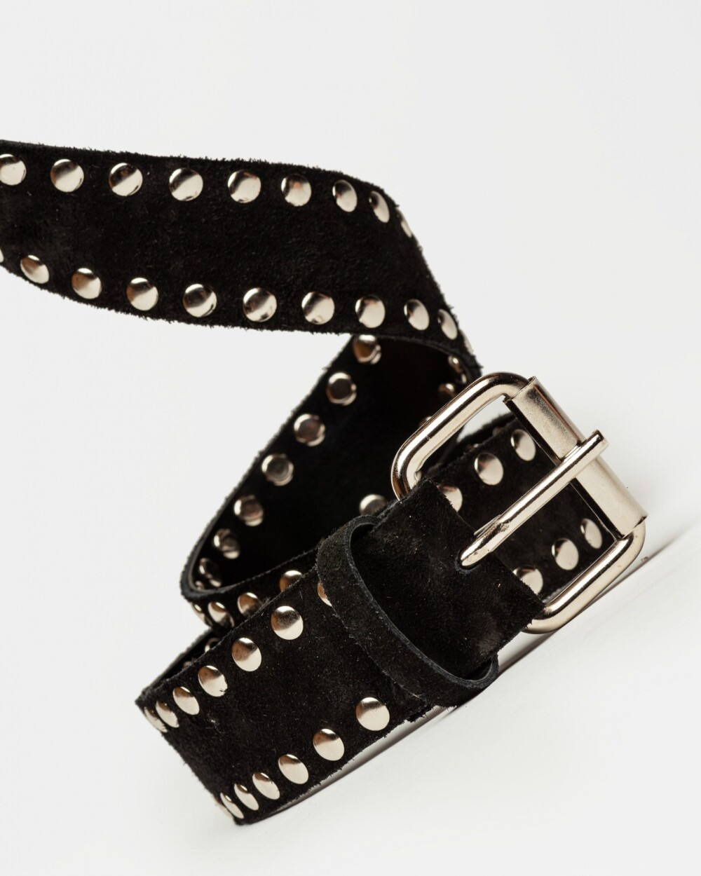 Cinturón Luna en cuero gamuza Negro