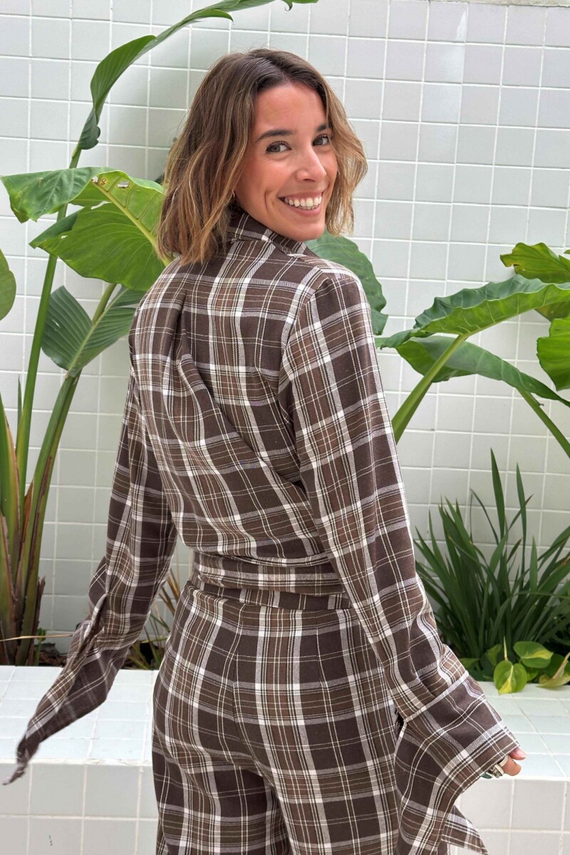 Camisa Loose Marron/Crudo