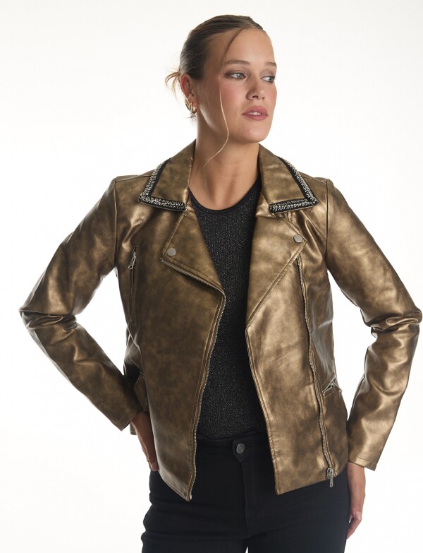 Chaqueta Biker Eco Cuero DORADO