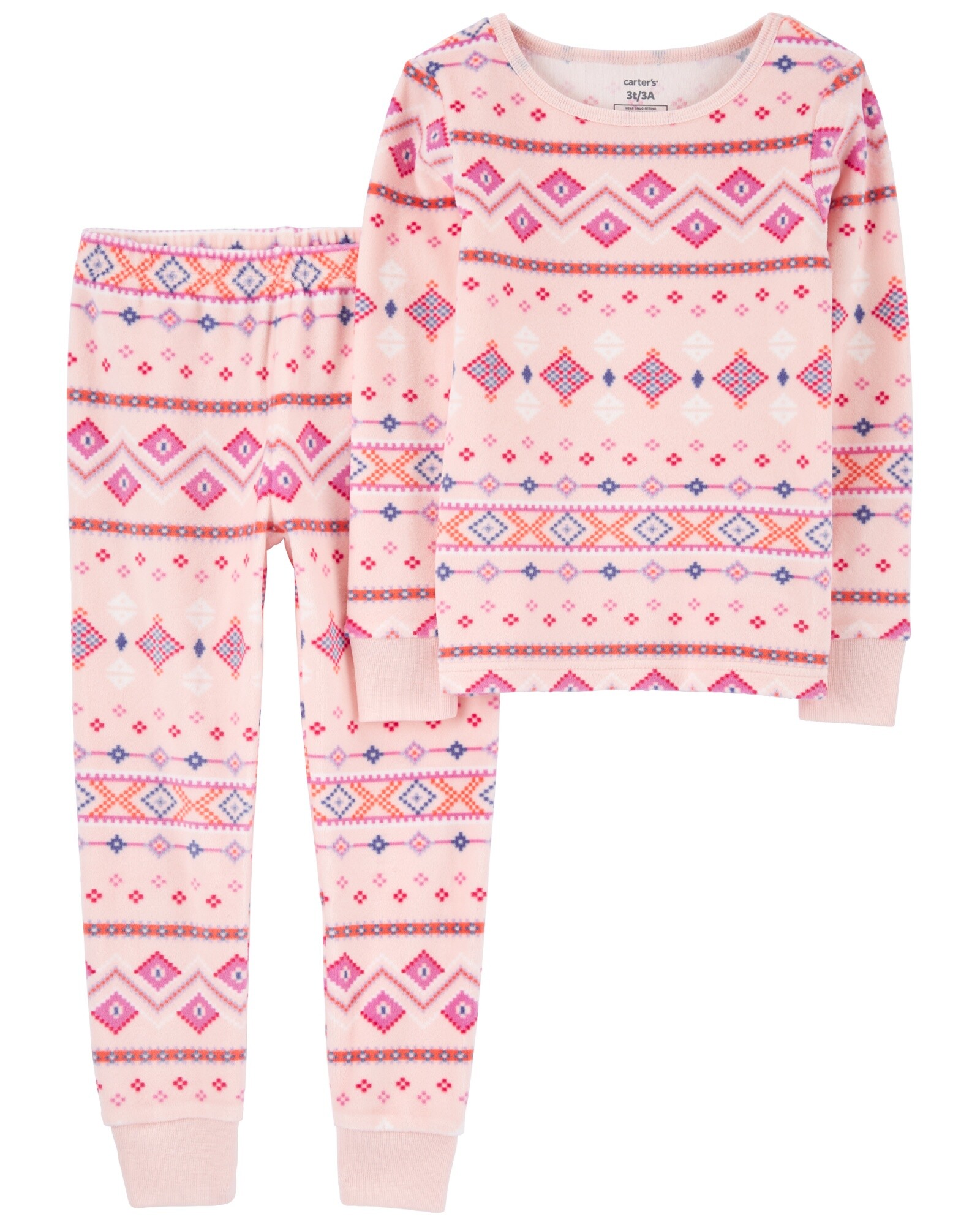 Pijama dos piezas pantalón y remera de micropolar diseño fair isle Sin color