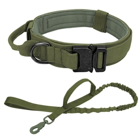 Collar táctico K9 con correa Verde