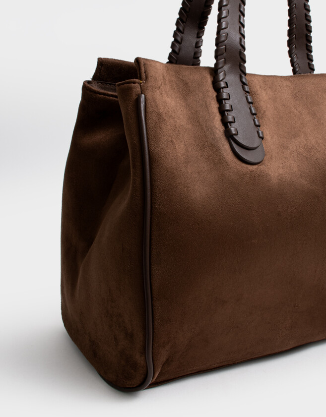 Shopper Cartera Shopper Suede Chocolate - Marron Chocolate
