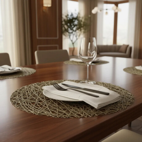 Mantel Individual Abstracto Redondo en PVC Ø38Cm Paramount Dorado