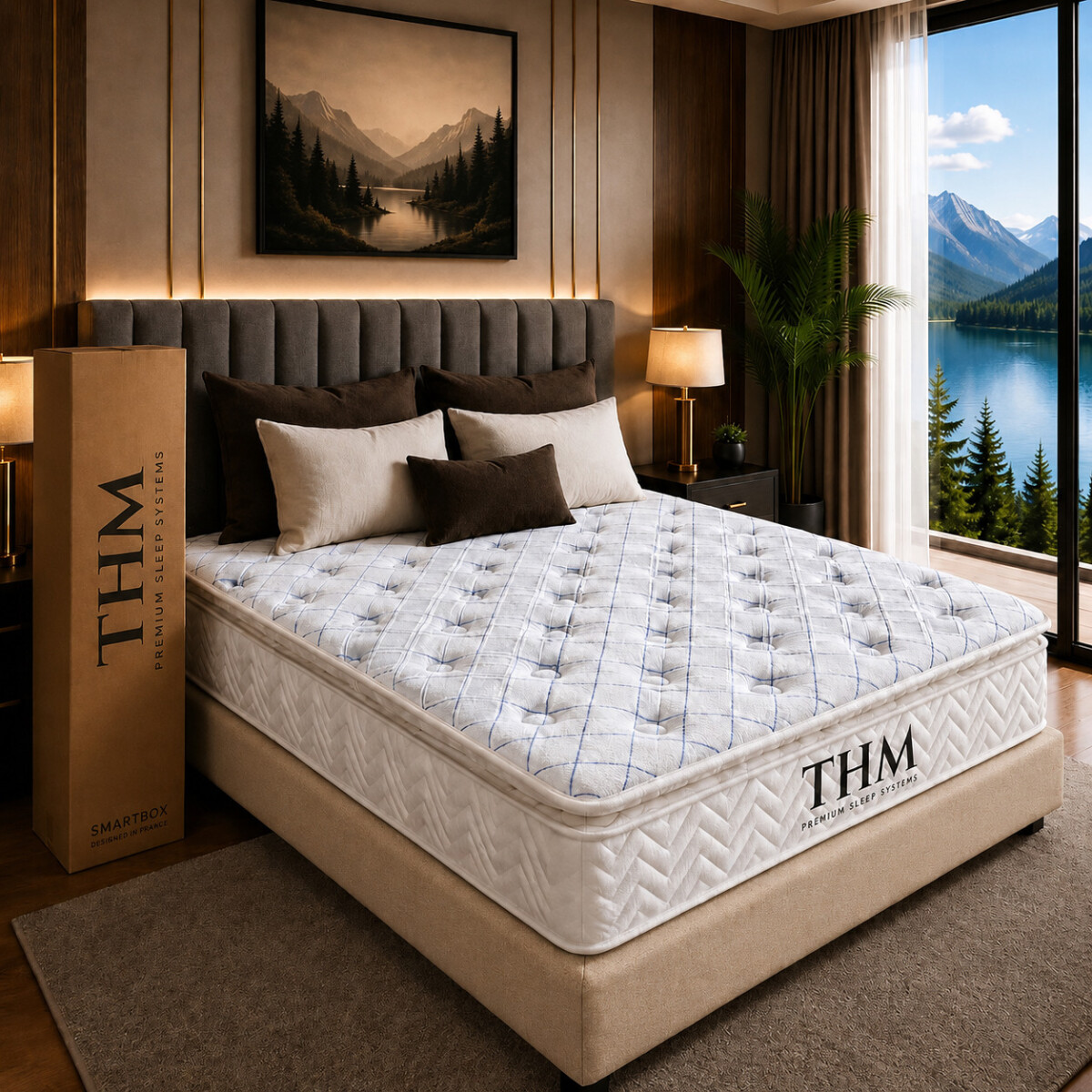 Sommier Queen HAMPTONS Hybrid Rhenium - Beige 