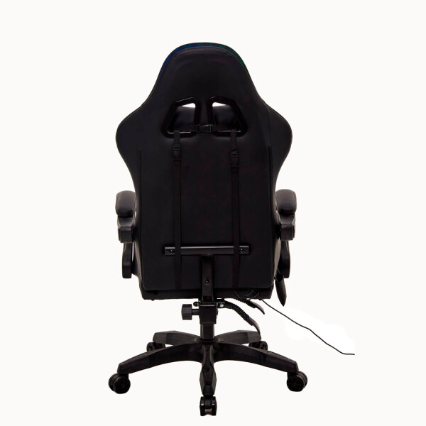Silla Gamer Con Luces Led Ergonomica Escritorio y apoyapies con Cuero Sintético Imback Color Negro Silla Gamer Con Luces Led Ergonomica Escritorio y apoyapies con Cuero Sintético Imback Color Negro