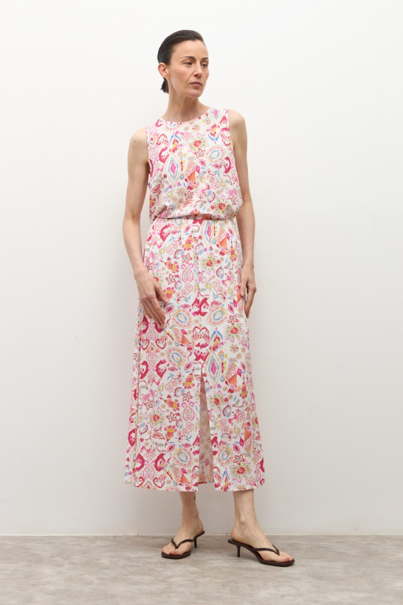 Falda estampada paisley rojo