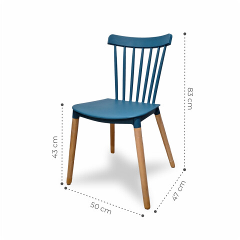 Silla Diseño Windsor con Patas de Madera para Comedor y Jardín - Azul Silla Diseño Windsor con Patas de Madera para Comedor y Jardín - Azul