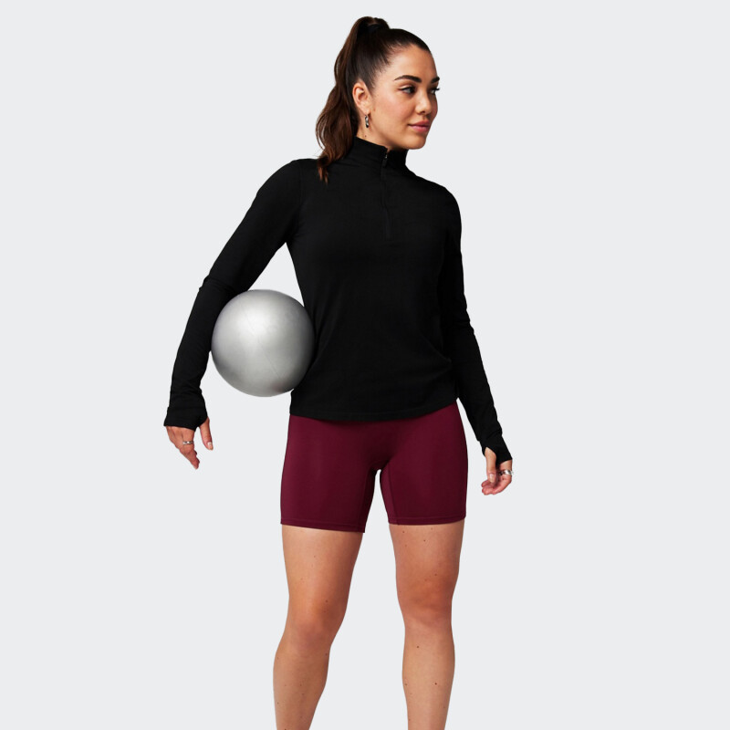 Remera Fabletics Manga Larga Feather Tech Negro