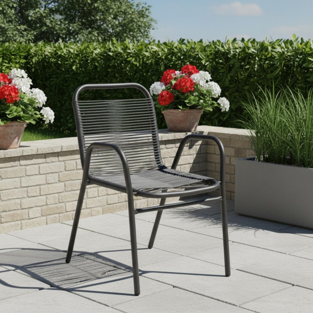 Silla de Jardín Simil Rattan Negro