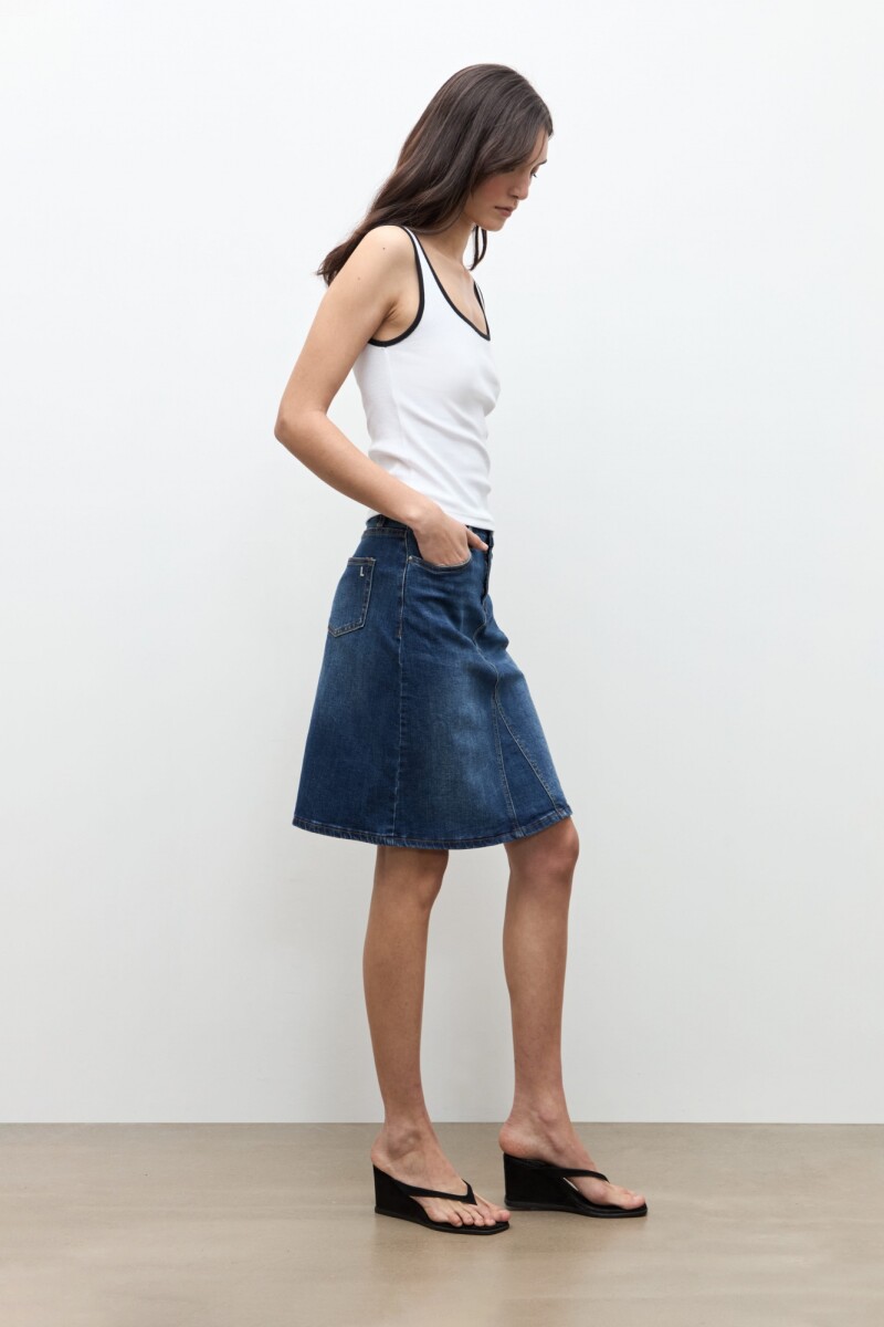Falda midi de jean jean medio