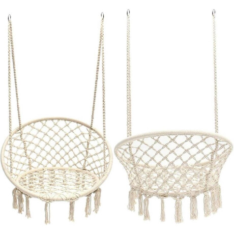 Hamaca Sillón Colgante Circular Macramé Algodón Beige