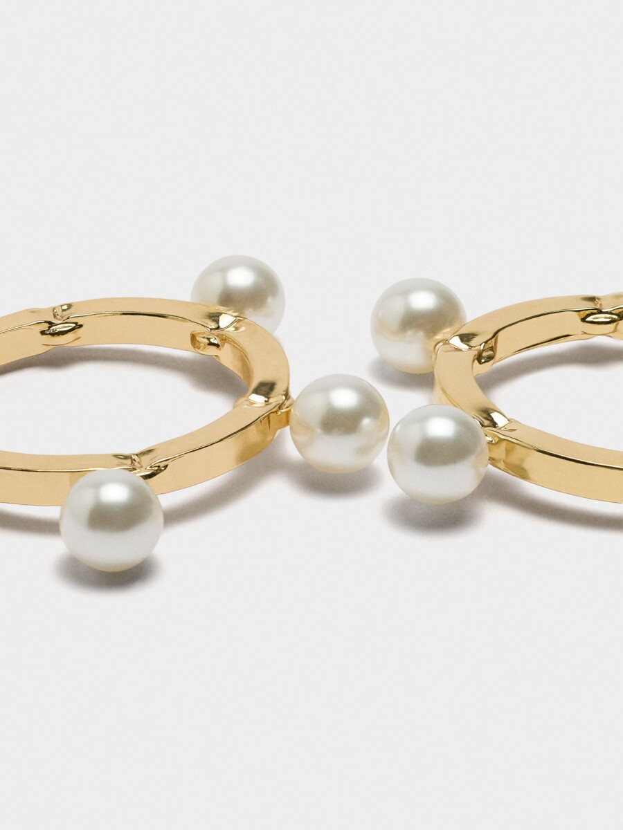 Aros Con Perlas dorado