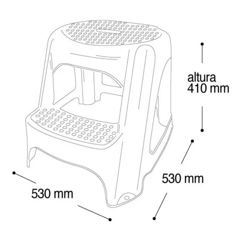 Banco Banqueta Taburete Escalera 2 Escalones 99kg 41x53x48cm Negro