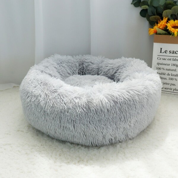 Cama Para Perro Cuna Puff Peluda Cucha 40 Cm Mascota Color Variante Gris Claro