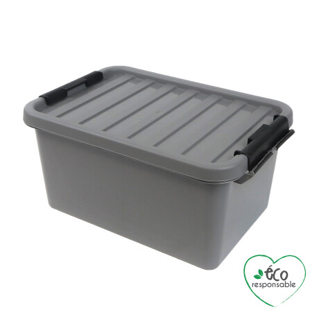 CAJA ORGANIZADORA POLIPROPILENO GRIS 8LT CIERRE HERM