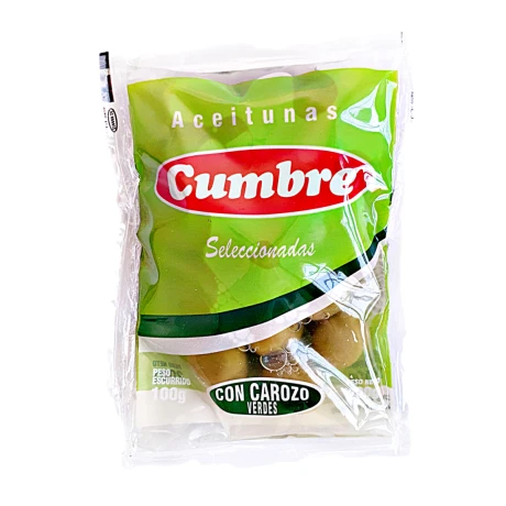 ACEITUNA CUMBRE C/CAROZO D/P 150G ACEITUNA CUMBRE C/CAROZO D/P 150G