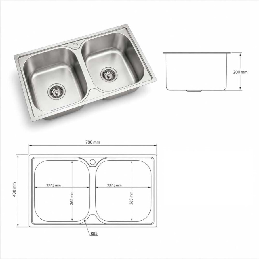Pileta Doble 78 x 43 Pileta Doble 78 x 43