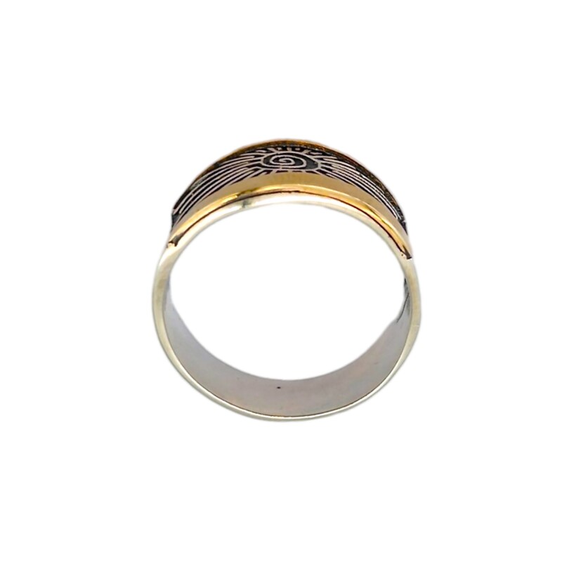 Anillo Sol-Plata y Oro-Sin Piedra-AN5027 sinpiedra