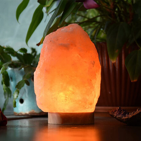 Lampara de sal del Himalaya base madera Sc