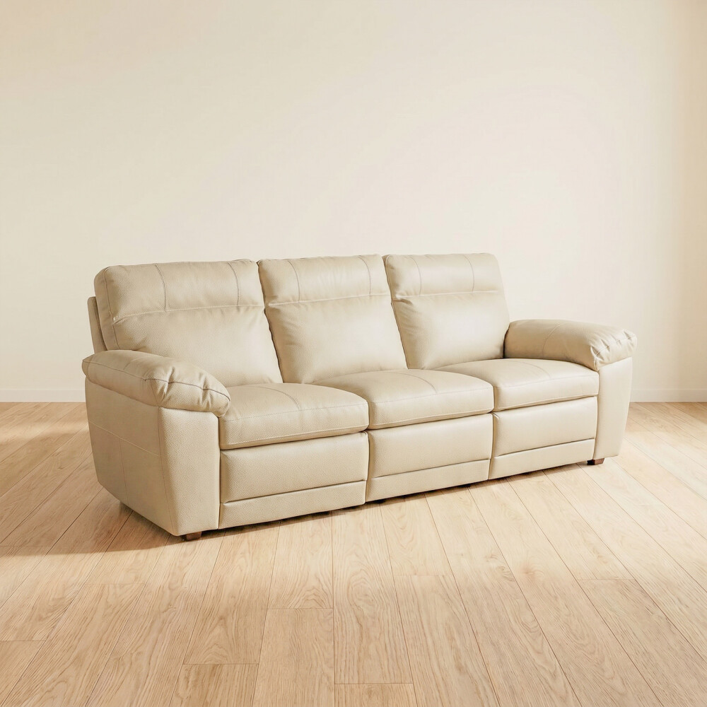 SOFÁ RECLINER 3 CUERPOS CUERO-100-NATURAL NATURAL-BEIGE IMPERIAL ARENA