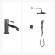 Juego De Griferia Incluye Lavatorio Bajo Y Ducha Embutida GRIS-BRUSHED NICKEL