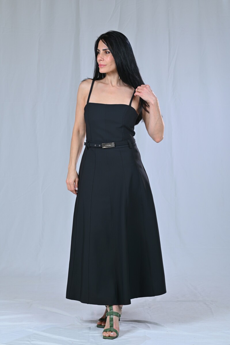 Vestido con cinto Begoña - Negro 