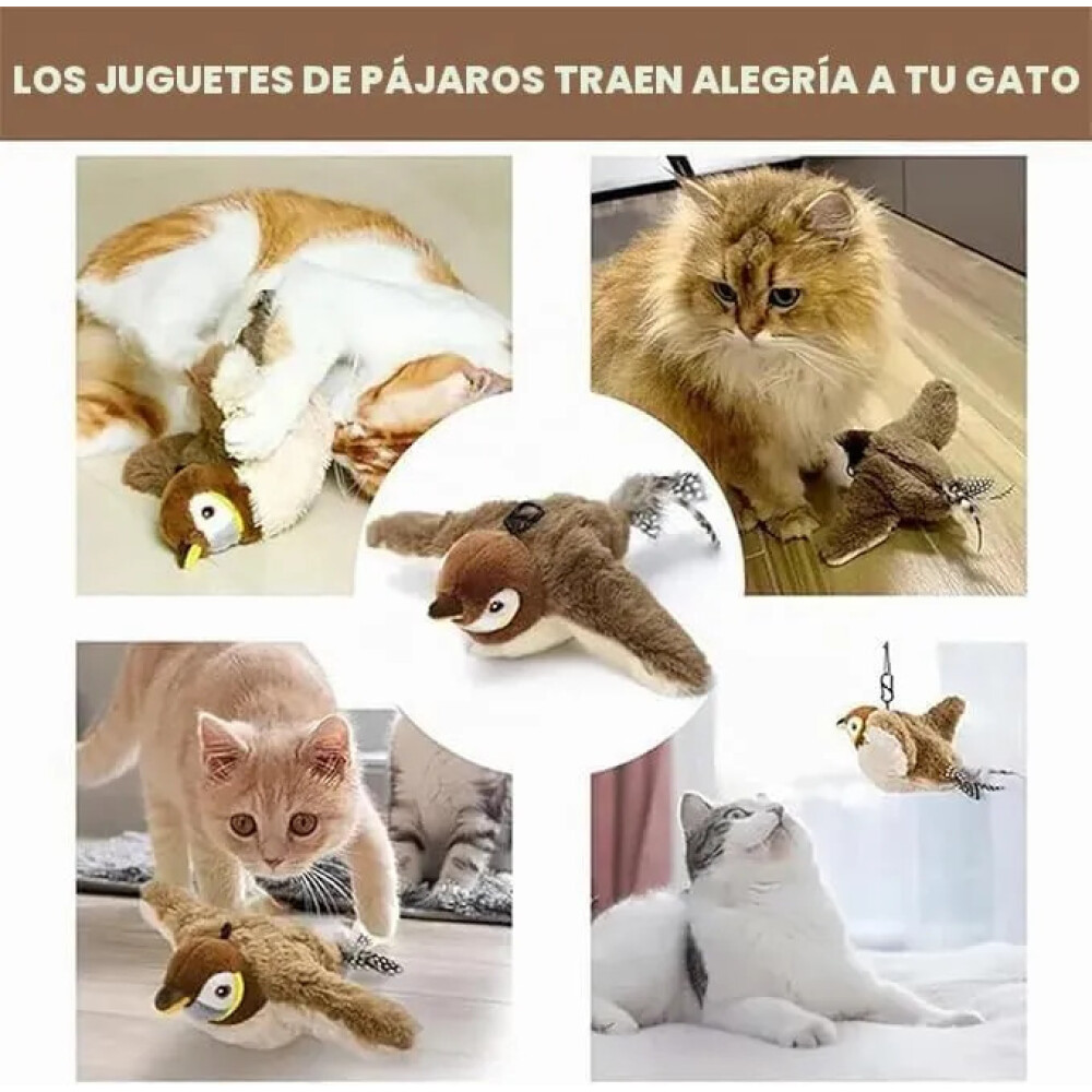 Juguete Para Gatos Pájaro Con Sonido Y Movimiento Juguete Para Gatos Pájaro Con Sonido Y Movimiento