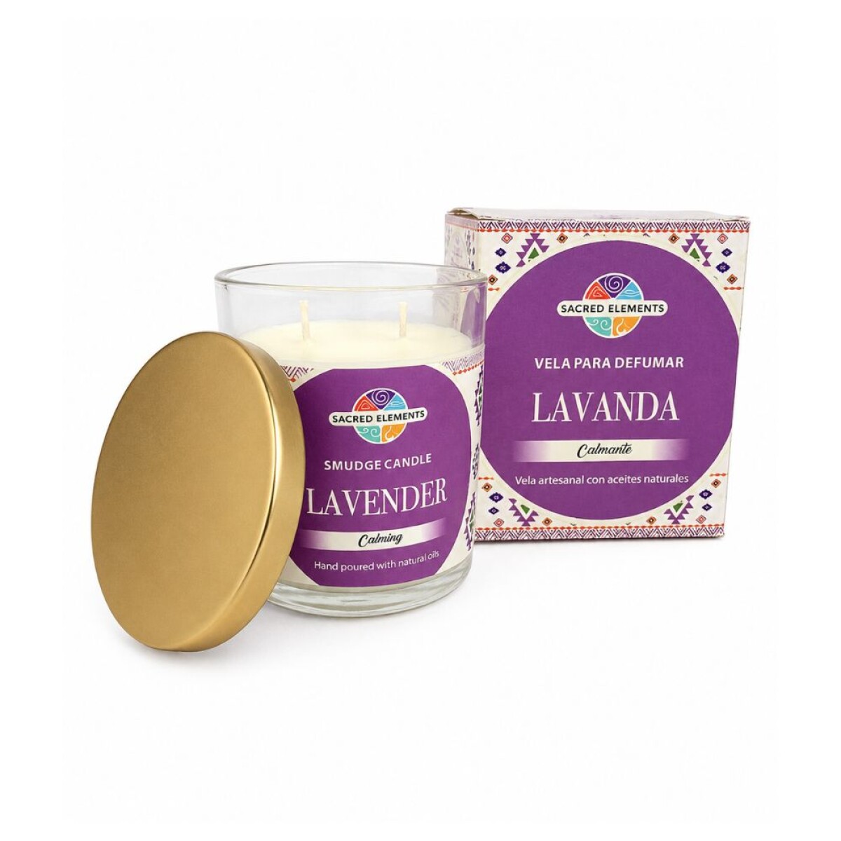 VELA DE SOJA AROMATICA ELEMENTOS SAGRADOS - Lavanda 