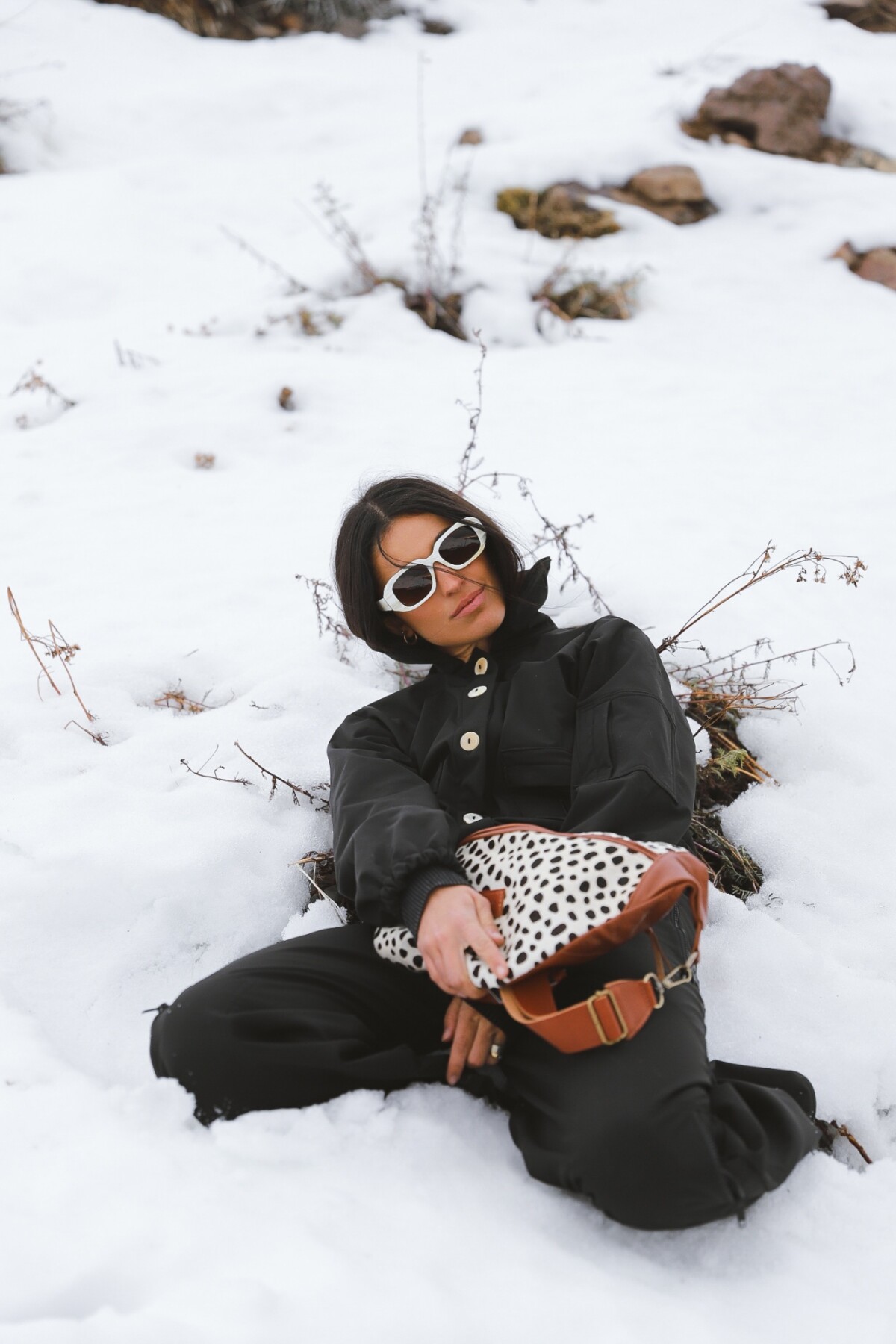 Leather Fanny Pack XL Print Crudo