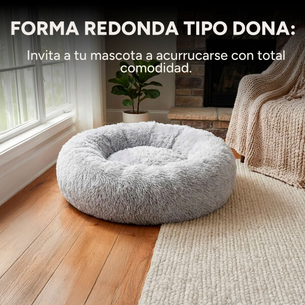 Cucha Cama Colchon Puff Plush Mascota Antiestress 55cm Color Variante Gris claro