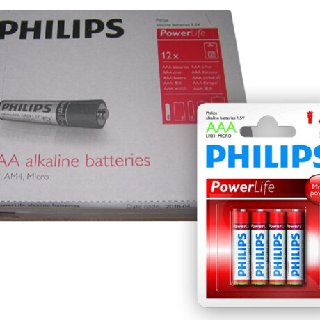 Pack de 12 Blister de Pilas Alcalinas Philips Aaa X 4 001