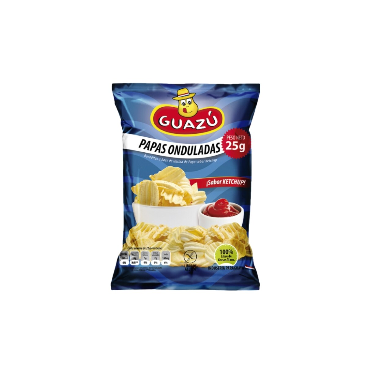 Guazú Papas Fritas Onduladas 25g 