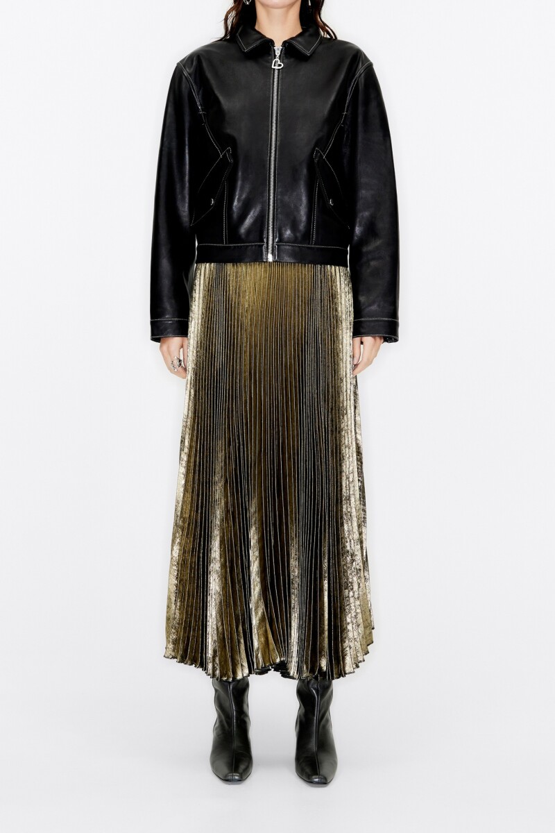 FALDA MIDI PLISADA Oro