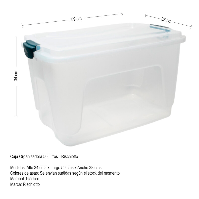 Set x3 Caja organizadora 50 lts de plástico reforzada TRANSPARENTE