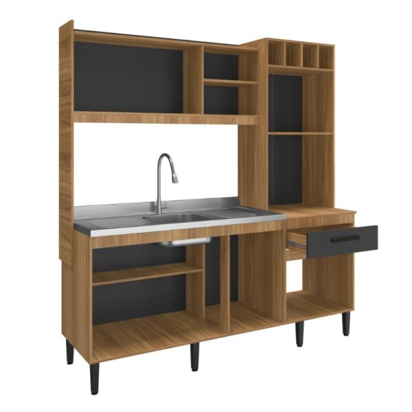 COCINA COMPACTA 1.85 MT MIRA 6 PUERTAS 1 CAJON - NOGAL/BCO COCINA COMPACTA 1.85 MT MIRA 6 PUERTAS 1 CAJON - NOGAL/BCO