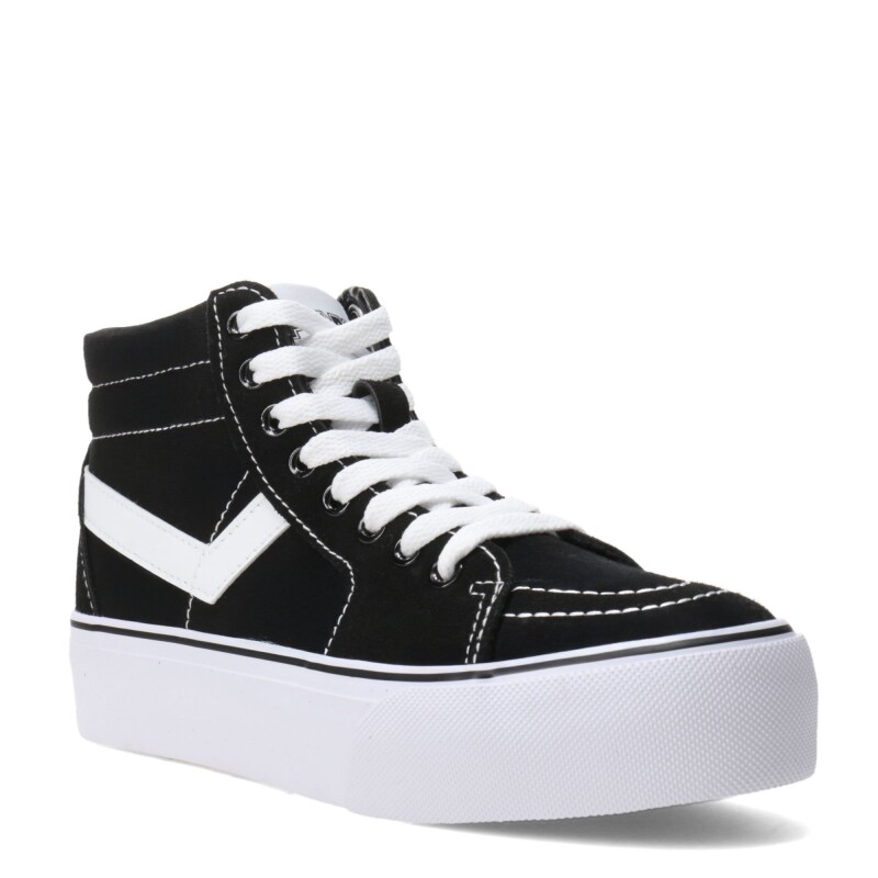 Botas Unisex PONY Plataforma Casual Lona Negro - Blanco