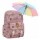 Set Mochila Escolar Infantil p/ Laptop y Bolsillos + Paragua Rosa