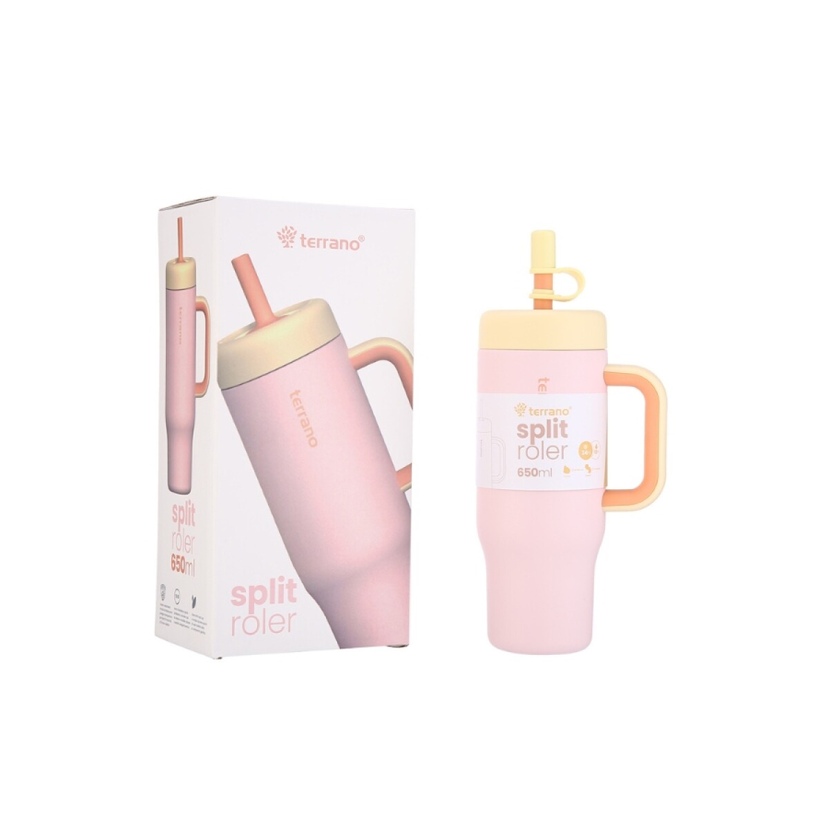 Vaso Térmico Split Roler 2080020 650ML Doble Capa Ub - ROSADO 