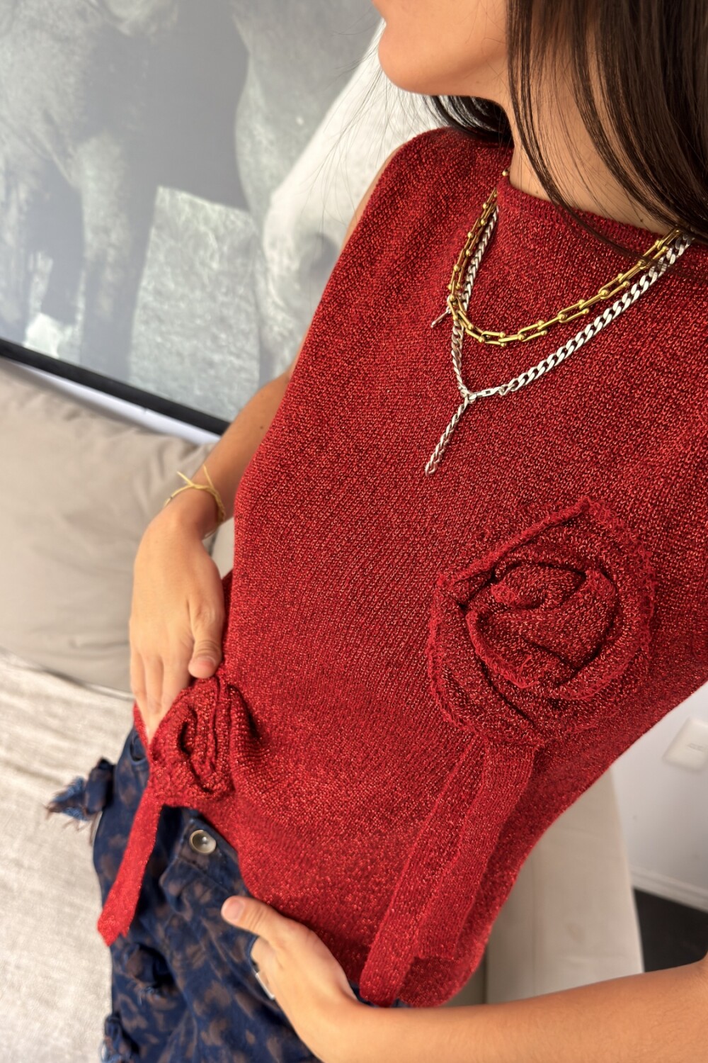 Top Rosette Rojo