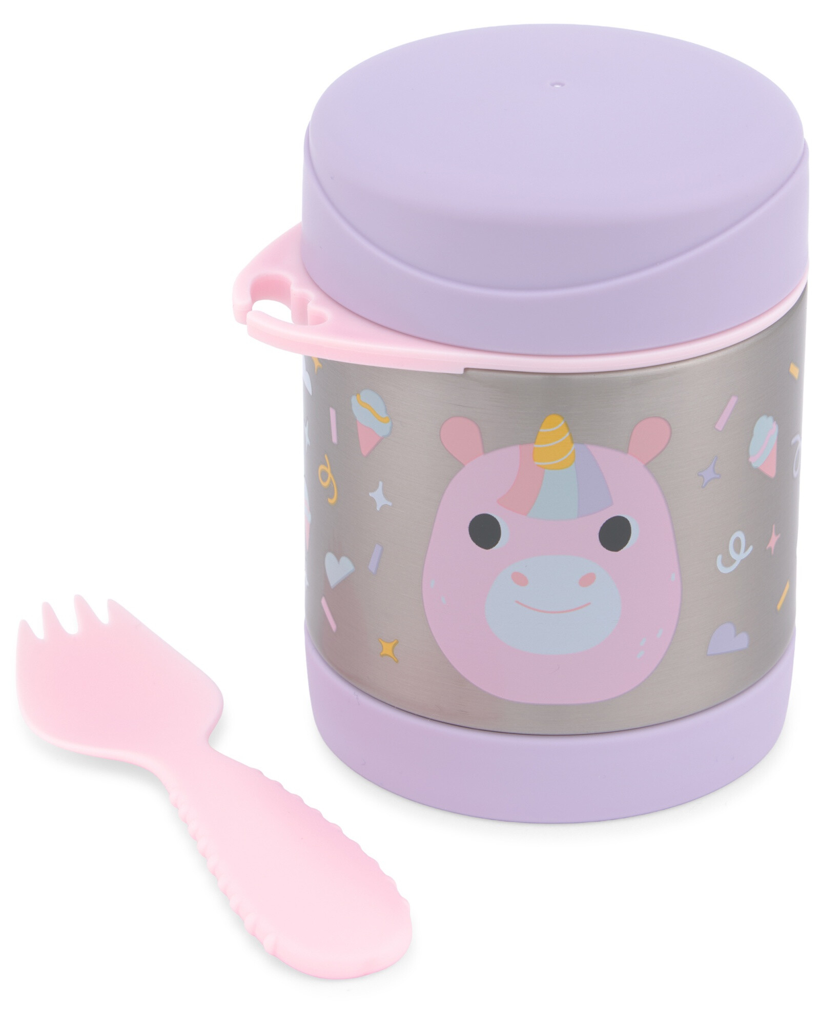 Tupper de acero inoxidable con cubierto, diseño unicornio Sin color
