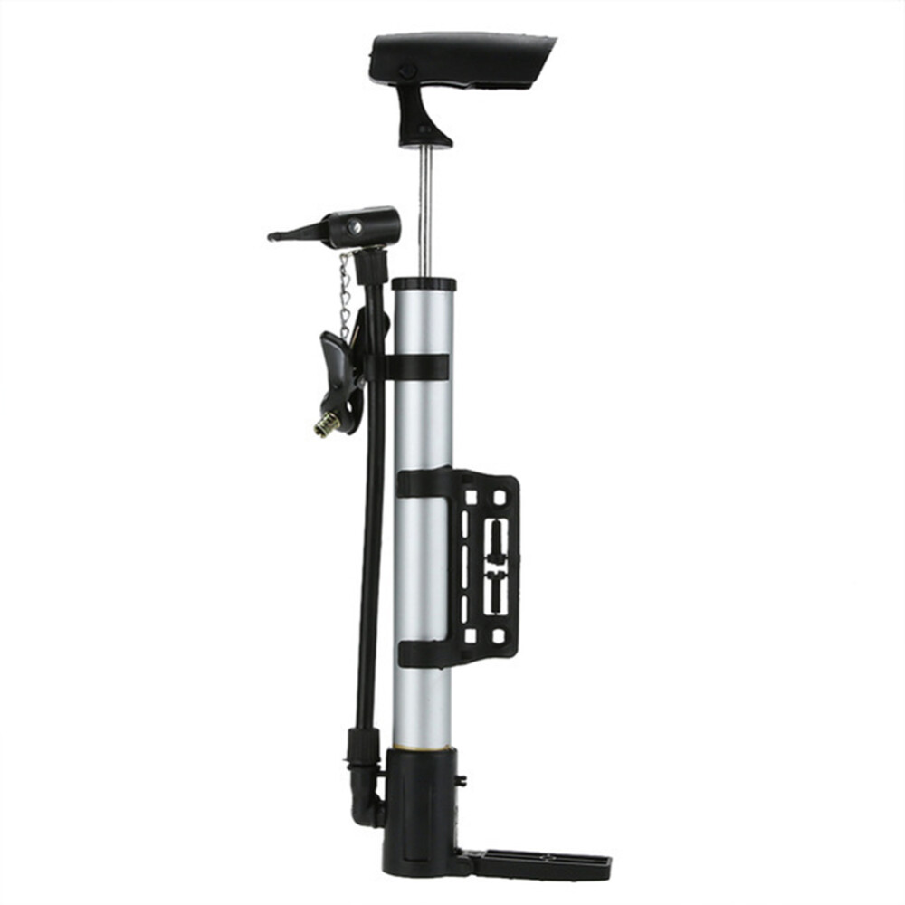 Inflador Manual De Pie Para Bicicleta Plateado