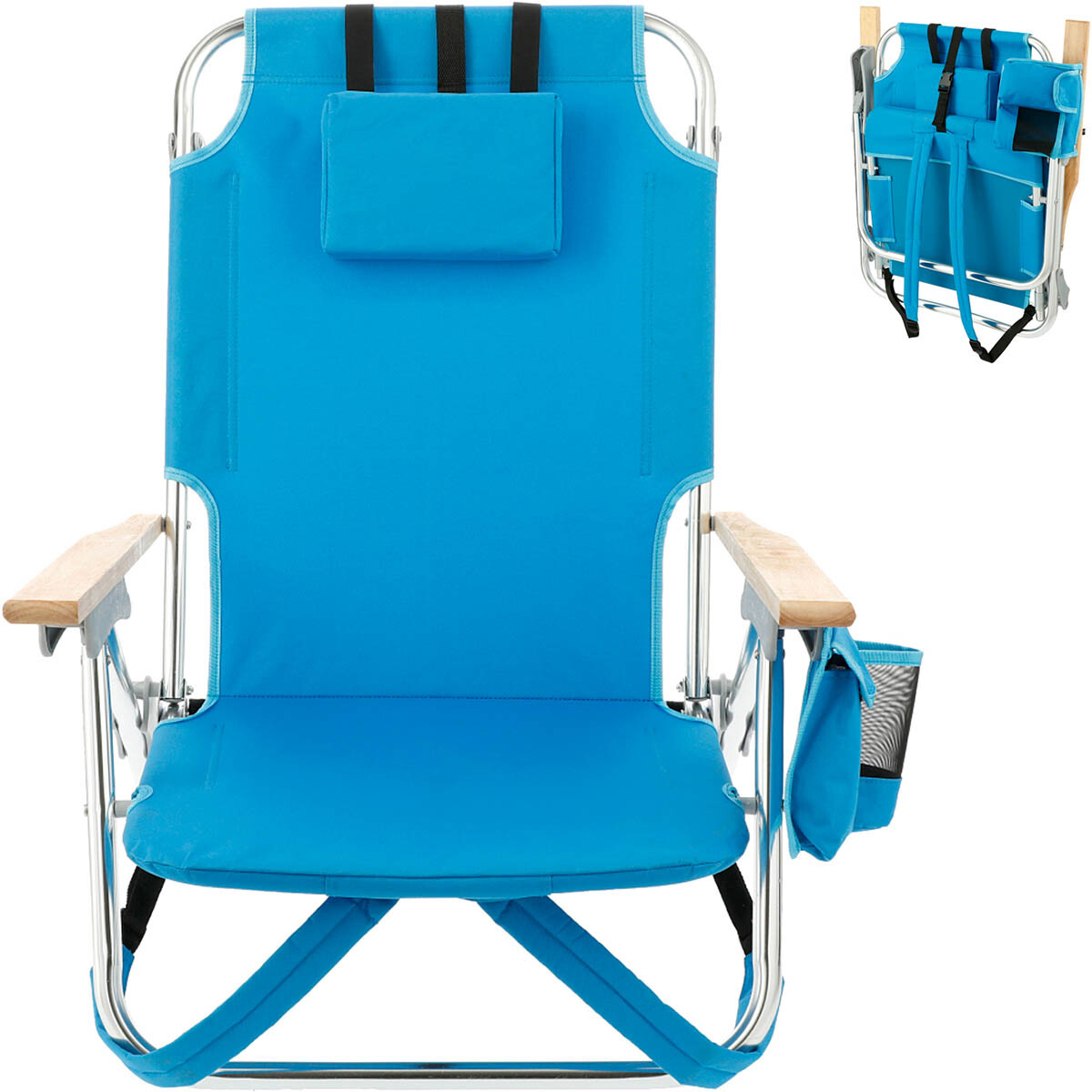 Silla Baja Reposera Plegable Aluminio Playa Jardín - Azul 